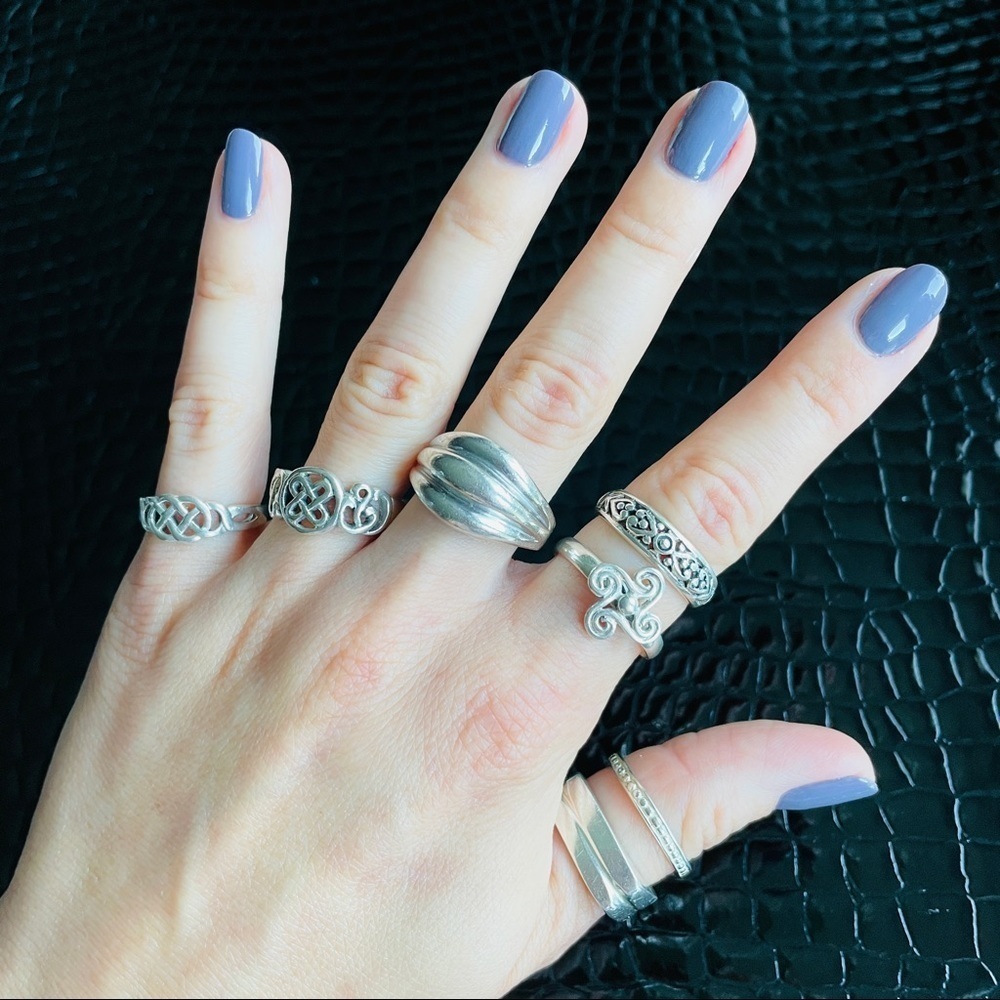 FILIGREE OPEN WORK STERLING SILVER STACKABLE BAND RING - Picture 7 of 10